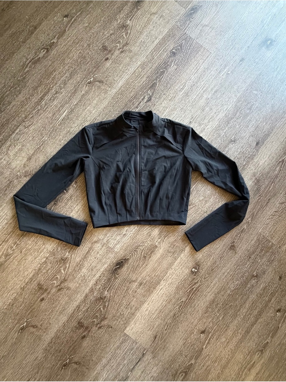 Cropped Black Zip-Front Bomber Jacket - Women